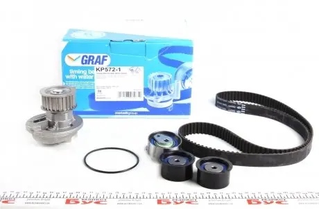KP5721 Комплект ГРМ + помпа Opel Astra F/Vectra A/B/Omega B 1.8-2.0i 16V 93-99 (169х24) (PA572) GRAF підбір по vin на Brocar