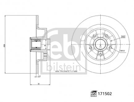 171502 TARCZA HAMULC.+ŁOŻYSKO(ZEST. 1 SZT) RENAULT FEBI BILSTEIN підбір по vin на Brocar
