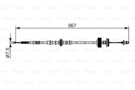 1987482794 Трос ручника (L) BMW X5 (E70/F15/F85)/X6 (E71/E72/F16/F86) 2.0D-4.8 06- M57/N52/N57/N63 (967mm) BOSCH підбір по vin на Brocar