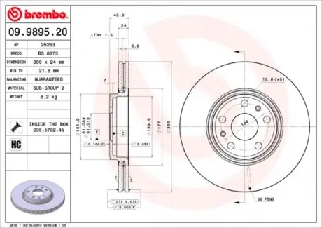 09989520 Гальмівний диск BREMBO підбір по vin на Brocar