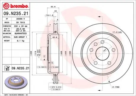 09N23521 Тормозной диск BREMBO подбор по vin на Brocar