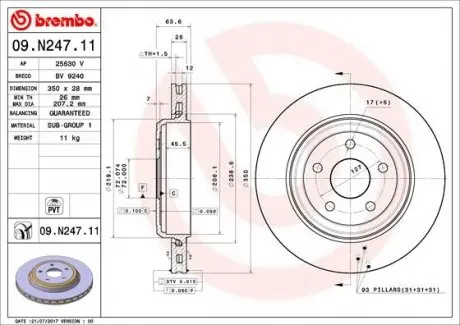 09N24711 Диск гальмівний BREMBO підбір по vin на Brocar