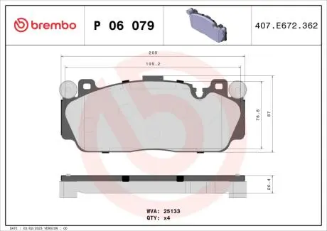 P06079 Колодки гальмівні BMW.. BREMBO підбір по vin на Brocar