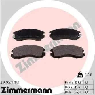 214951701 Комплект тормозных колодок, дисковый тормоз ZIMMERMANN подбор по vin на Brocar