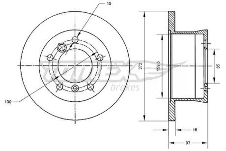 TX7035 TARCZA HAMULC. MERCEDES SPRINTER 94-06 TYŁ TOMEX підбір по vin на Brocar