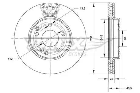 TX7106 TARCZA HAMULC. MERCEDES W203 C-KLASA 00-07 TOMEX подбор по vin на Brocar