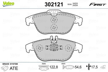 302121 Тормозные колодки дисковые MERCEDES C-Class/E-Class/GLK &quot;1,6-5,5 &quot;R &quot;07&gt;&gt; VALEO підбір по vin на Brocar