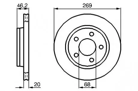 0986478316 Диск гальмівний (задній) Audi 100/A8 -02 (269x20) BOSCH підбір по vin на Brocar