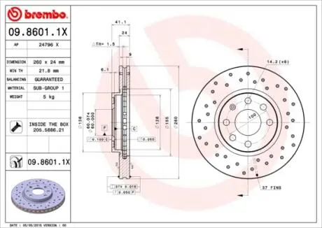 0986011X Гальмівні диски BREMBO підбір по vin на Brocar