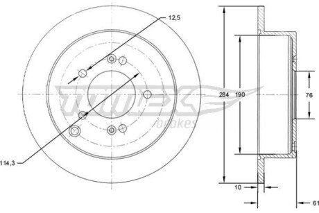 TX7149 TARCZA HAMULC. HYUNDAI SANTA FE 00-06 TYŁ TOMEX підбір по vin на Brocar