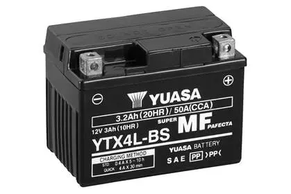 YTX4LBS МОТО Yuasa 12V 3Ah MF VRLA Battery AGM YTX4L-BS(сухозаряжений) YUASA підбір по vin на Brocar