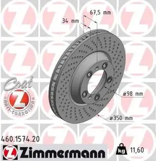 460157420 Тормозной диск ZIMMERMANN подбор по vin на Brocar