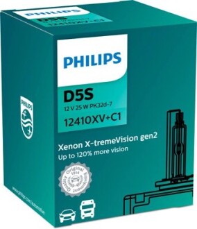 12410XVC1 Автолампа Philips 12410XVC1 X-tremeVision gen2 +120% D5S PK32d-7 25 W прозрачная PHILIPS подбор по vin на Brocar