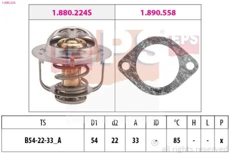 1880224 Термостат Opel 1.5TD/1.7D EPS підбір по vin на Brocar