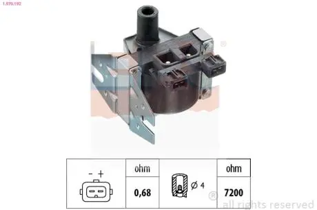 1970192 Котушка запалювання Opel Kadett/Omega A1,8/2,0 OHC 90- 2,4/2,6/3,0 CIH 90- EPS підбір по vin на Brocar