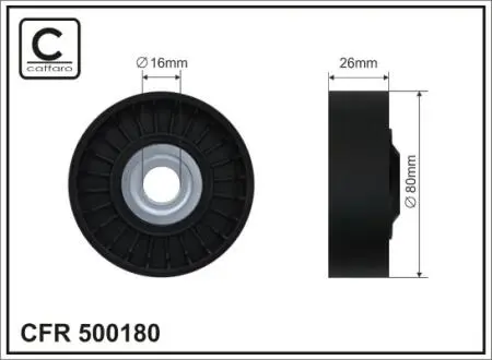 500180 80x16x26 Ролик паска приводного MB Sprinter 906 3.0DCI 06- CAFFARO підбір по vin на Brocar