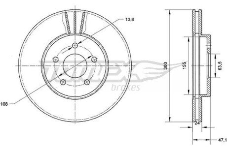 TX7044 TARCZA HAMULC. FORD MONDEO 1,8-2,5 00-07 TOMEX підбір по vin на Brocar