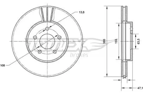 TX7044 TARCZA HAMULC. FORD MONDEO 1,8-2,5 00-07 TOMEX підбір по vin на Brocar