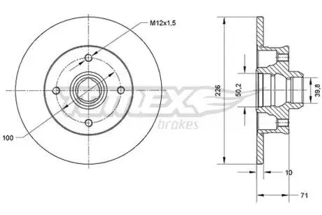 TX7071 TARCZA HAMULC. VW GOLF, PASSAT 85-96 TYŁ TOMEX підбір по vin на Brocar