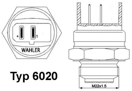 602095D Термовыключатель, вентилятор радиатора, Термовыключатель, вентилятор радиатора WAHLER подбор по vin на Brocar