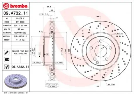 09A73211 Тормозной диск Brembo Painted disk BREMBO подбор по vin на Brocar
