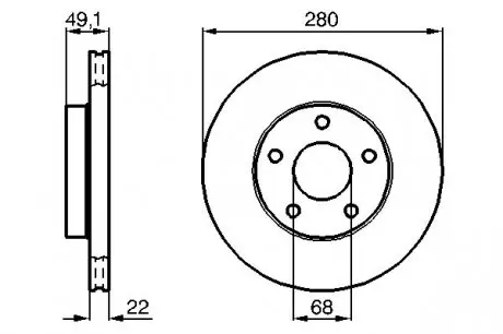 0986478833 Диск тормозной передний NISSAN MAXIMA 3.0I HJ30 12/88- BOSCH підбір по vin на Brocar