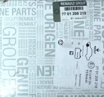 7701208218 Комплект тормозных колодок, дисковый тормоз 7701208218 RENAULT RENAULT подбор по vin на Brocar