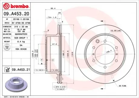 09A45321 Тормозные диски BREMBO подбор по vin на Brocar