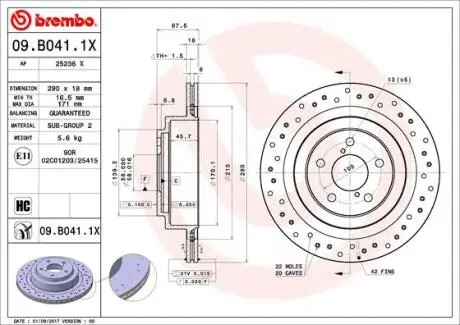 09B0411X Гальмівний диск BREMBO підбір по vin на Brocar