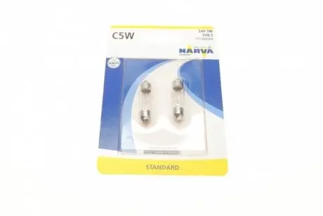 171364000 Автолампа C5W 24V 5W SV8.5 (11x35mm) (блістер/к-кт 2шт) NARVA підбір по vin на Brocar