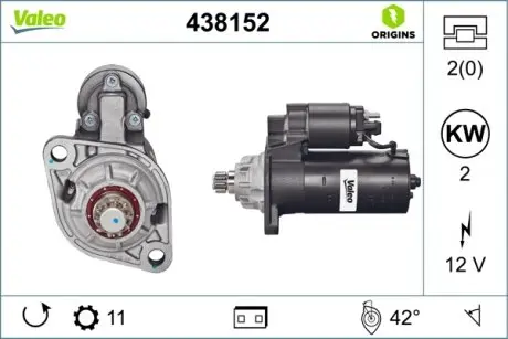 438152 Стартер VALEO підбір по vin на Brocar