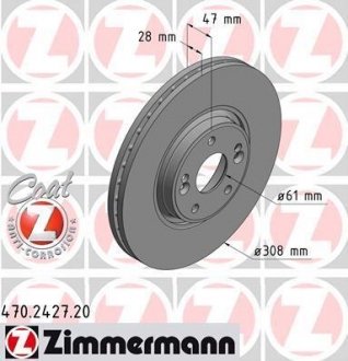 470242720 Тормозной диск ZIMMERMANN підбір по vin на Brocar