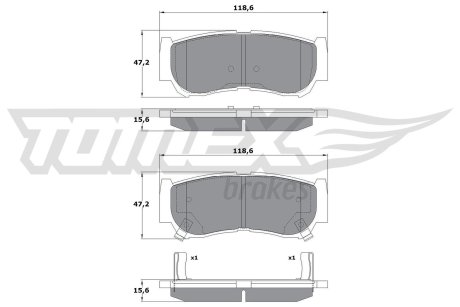 1564 Тормозные колодки зад.HYUNDAI SANTA FE 06- TOMEX подбор по vin на Brocar