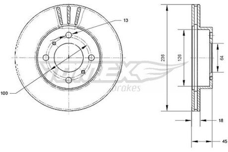 TX7098 TARCZA HAMULC. MITSUBISHI CARISMA 95-99 TOMEX подбор по vin на Brocar