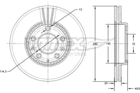TX7141 TARCZA HAMULC. MAZDA 6 02-07 2,0 - 2,3 TOMEX підбір по vin на Brocar