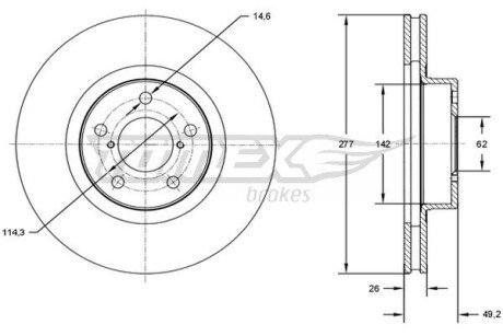 TX7283 TARCZA HAMULC. TOYOTA AURIS 12-18 PRZÓD TOMEX підбір по vin на Brocar