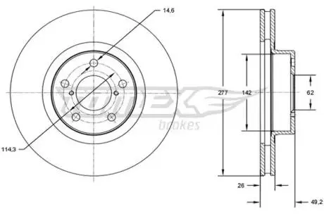 TX7283 TARCZA HAMULC. TOYOTA AURIS 12-18 PRZÓD TOMEX подбор по vin на Brocar