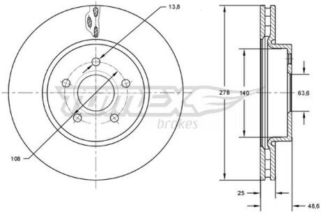 TX7302 TARCZA HAMULC. FORD FOCUS III 11- PRZÓD TOMEX підбір по vin на Brocar