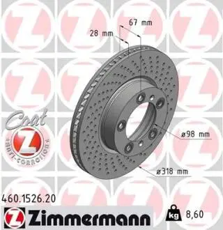 460152620 Тормозной диск ZIMMERMANN подбор по vin на Brocar