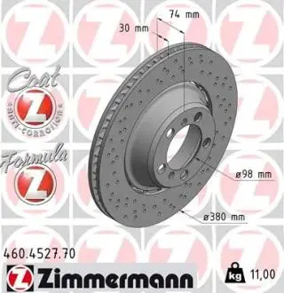 460452770 TARCZA HAMULC. PORSCHE 911 (991) 13- PT ZIMMERMANN подбор по vin на Brocar