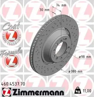 460453770 TARCZA HAMULC. PORSCHE 911 (991) 13- PT ZIMMERMANN подбор по vin на Brocar