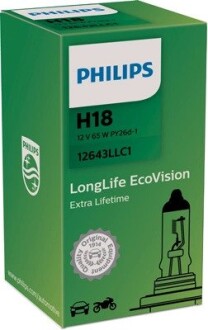 12643LLC1 ZARÓWKA H18 12V 65W /LONGLIFE ECOVISION/ PHILIPS підбір по vin на Brocar