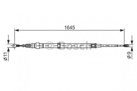 1987482191 Трос ручника Skoda Fabia/VW Polo 99-08 (1645mm) BOSCH подбор по vin на Brocar