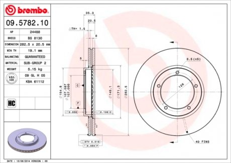 09578210 Гальмівний диск BREMBO підбір по vin на Brocar