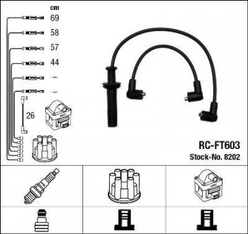 RCFT603 Комплект проводов зажигания NGK підбір по vin на Brocar
