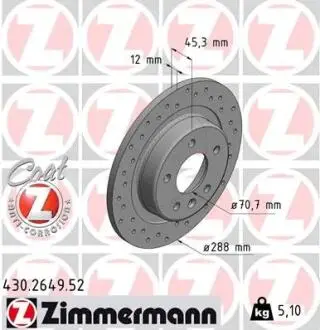 430264952 TARCZA HAMULC. OPEL INSIGNIA B 17- TYŁ ZIMMERMANN підбір по vin на Brocar