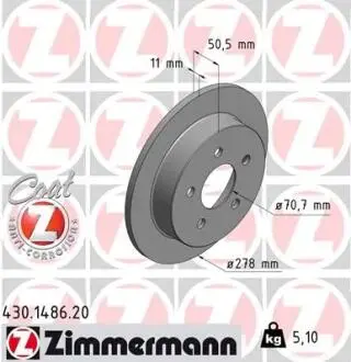 430148620 Гальмівний диск ZIMMERMANN підбір по vin на Brocar