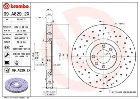 09D09613 Тормозной диск BREMBO подбор по vin на Brocar