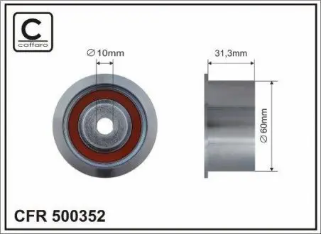 500352 Ролик направляючий ременя ГРМ Subaru Legacy 2,0/2,5, Impreza 1.6, 1.8 CAFFARO підбір по vin на Brocar