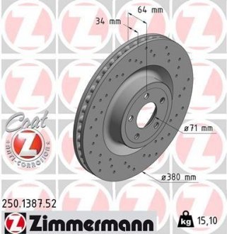 250138752 Передние MUSTANG COUPЕ 15 - Performance 380х34 ZIMMERMANN підбір по vin на Brocar